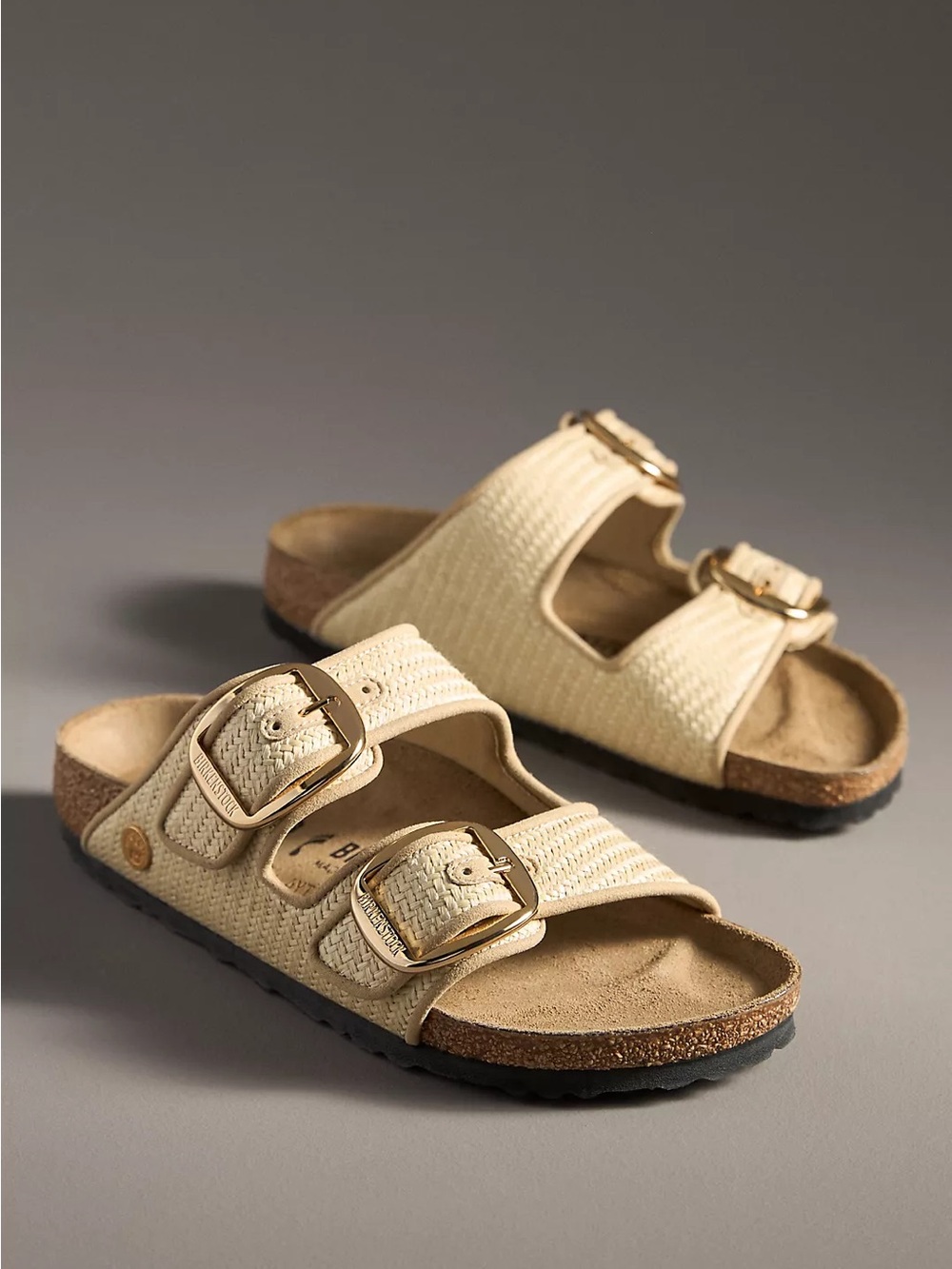 NWOB Birkenstock Arizona Big Buckle Raffia Sandals Sz: 37 / 6-6.5 Women's